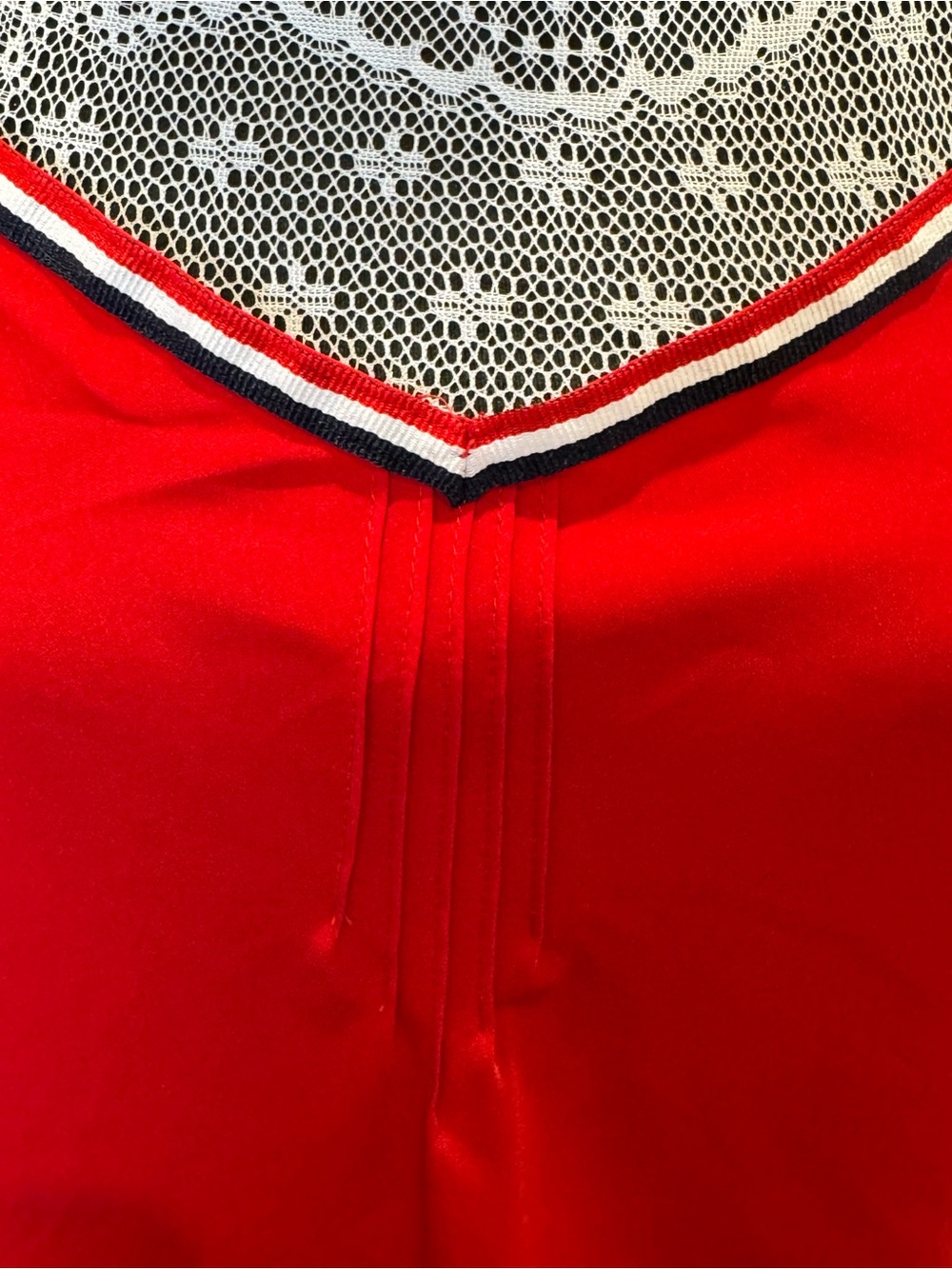 Tommy Hilfiger Red Slip Chemise with Striped Trim Size M Preppy Summer - Picture 3 of 8